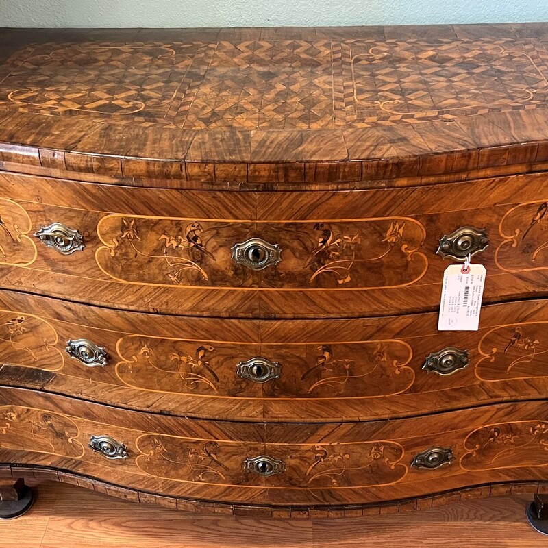 1800s Austria 3 Drawer, Birds, Rare
48in wide x 26in deep x 34in tall