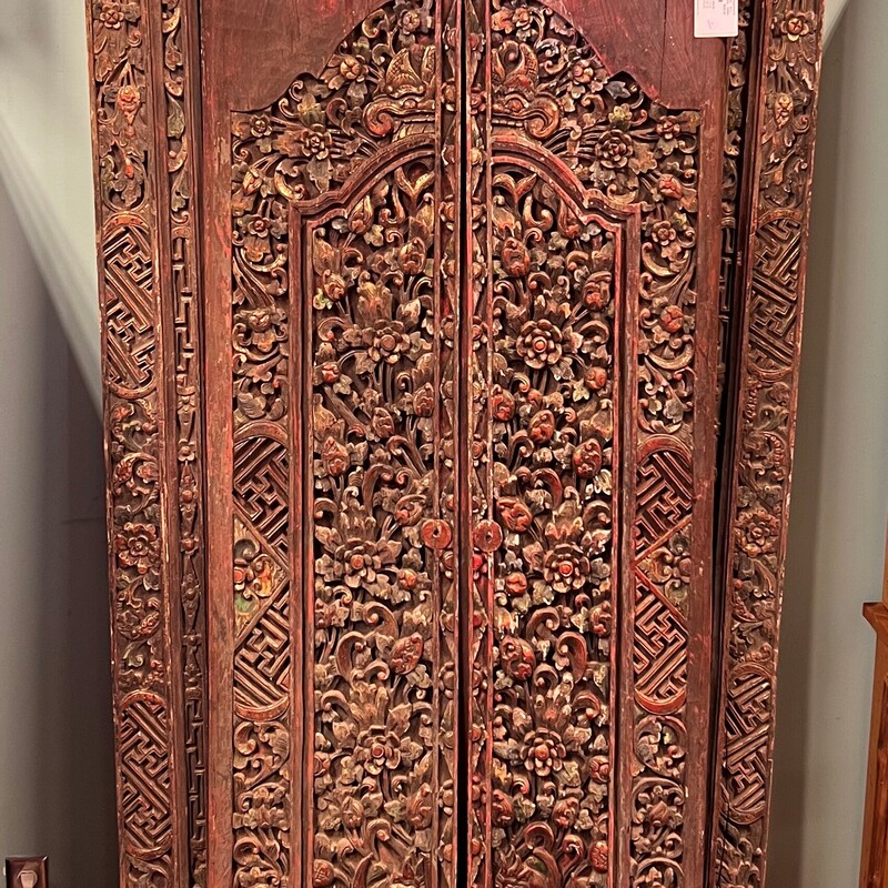 Indonesian Carved Doors, Painted, As Is