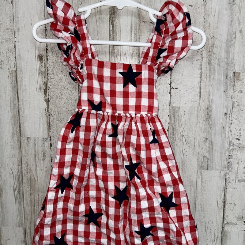 18M Red Plaid Star Dress, Red, Size: Girl 18-24