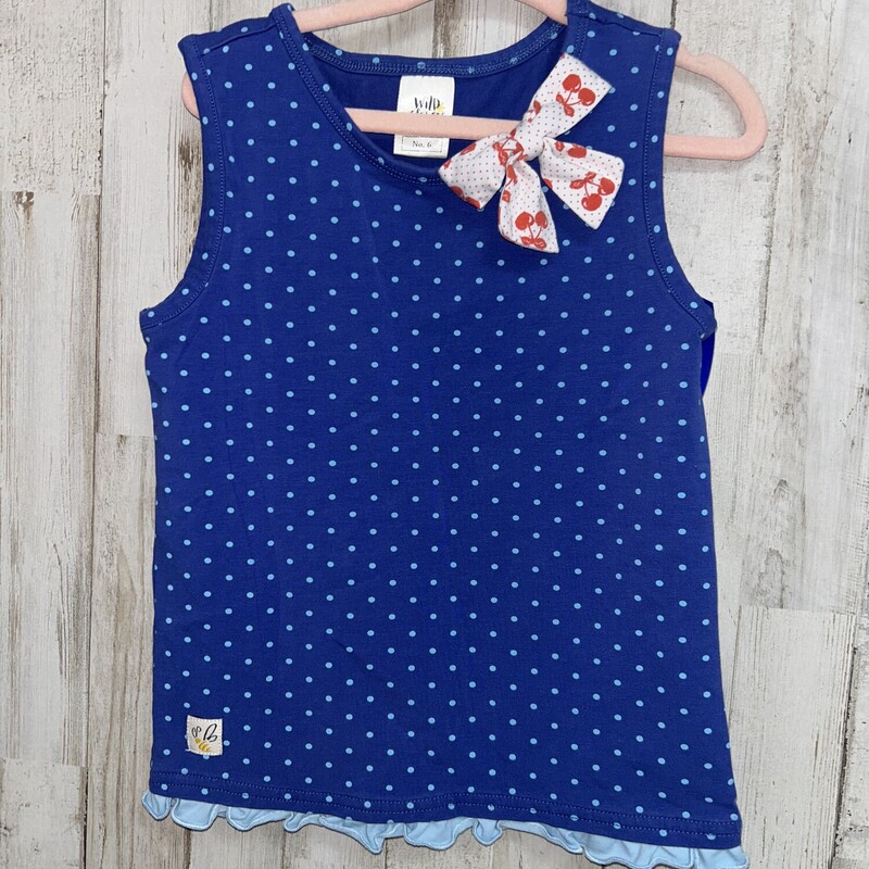 6 Blue Dotted Tank, Blue, Size: Girl 6/6x