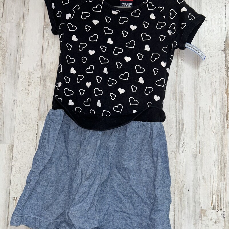 6X Black Heart Chambray D, Black, Size: Girl 6/6x