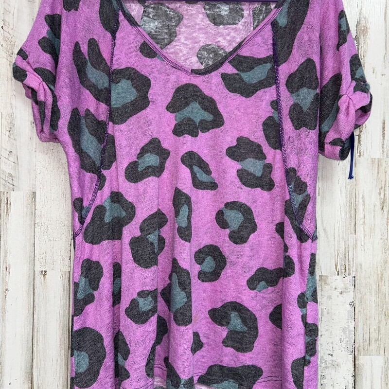 M Purple Knit Leopard Top