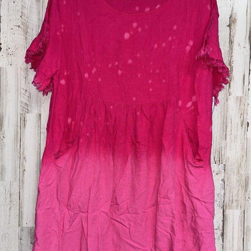 M Hot Pink Bleach Fray Dr, Pink, Size: Ladies M