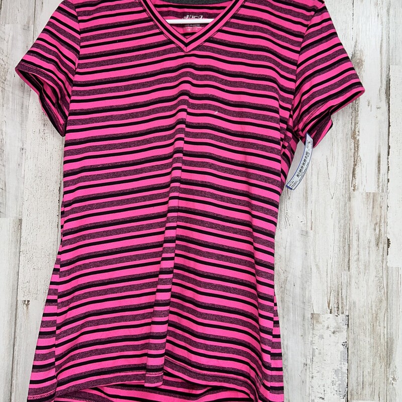 M Pink Stripe Vneck Tee, Pink, Size: Ladies M