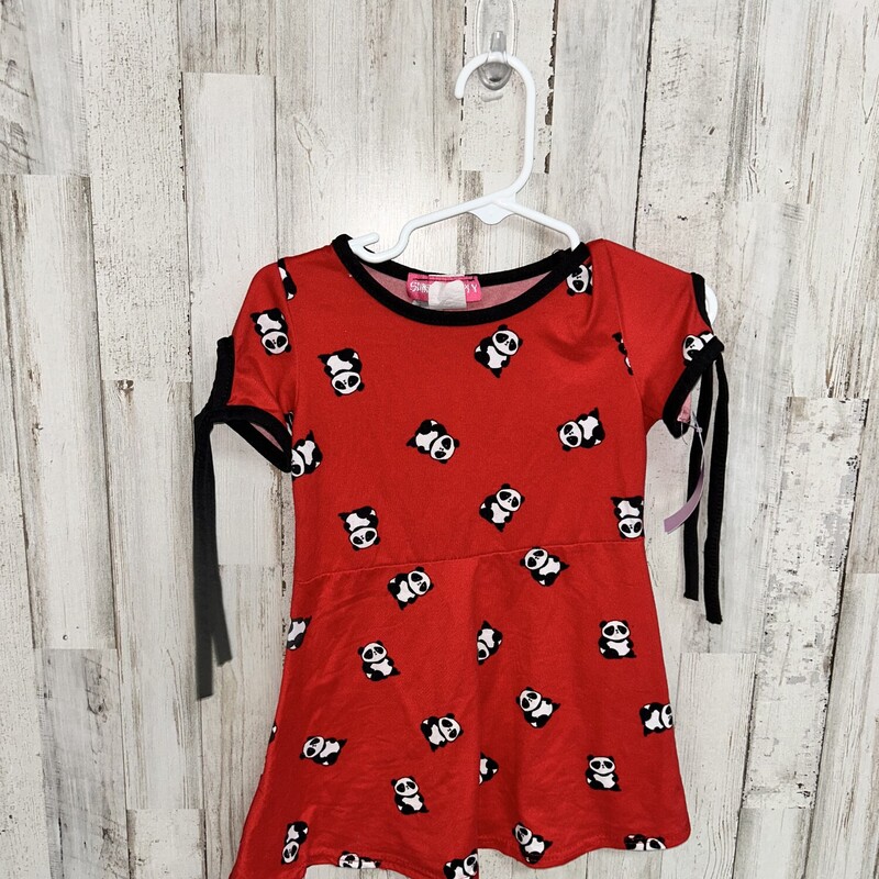 2T Red Panda Print Dress