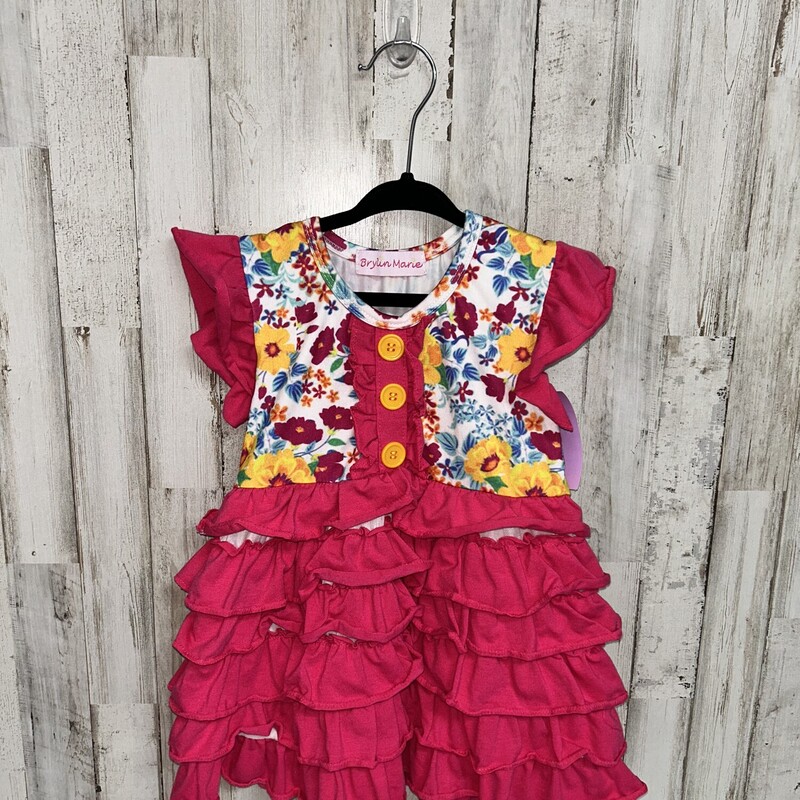 2T Pink Floral Ruffled Dr