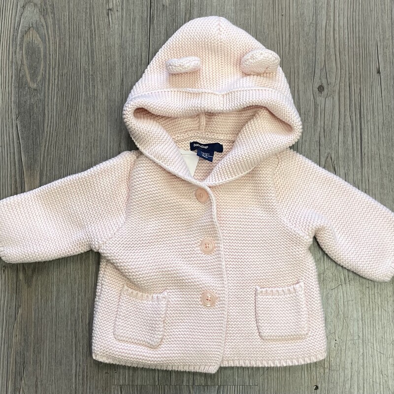 Gap Knit Hooded  Cardigan, Pink, Size: 0-3M
Small stain front