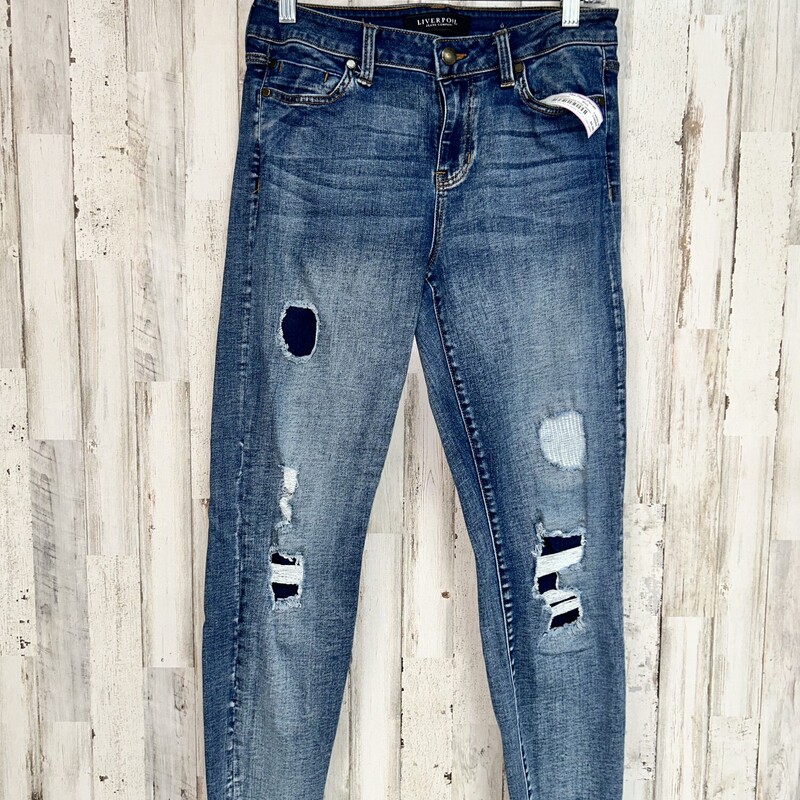 Sz6 Distressed Fray Jeans