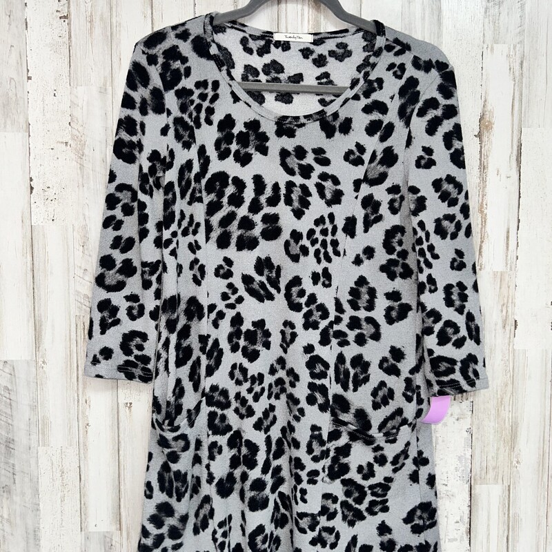 S Grey Leopard Knit Tunic