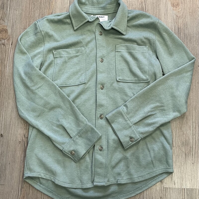 Old Navy Button Down LS, Olivegre, Size: 10-12Y