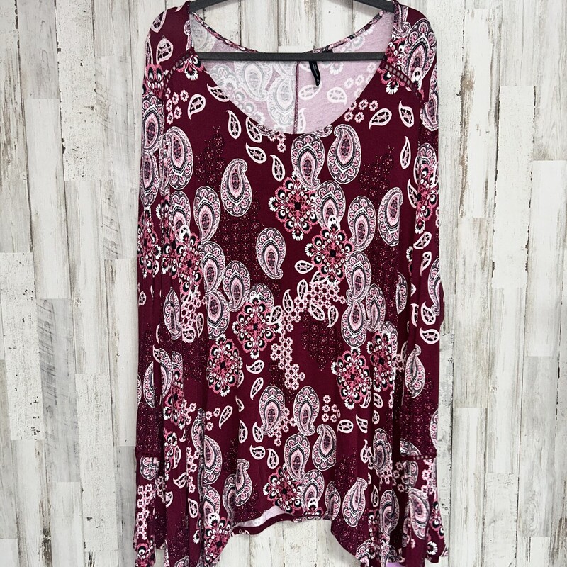 3X Drk Pink Paisley Top