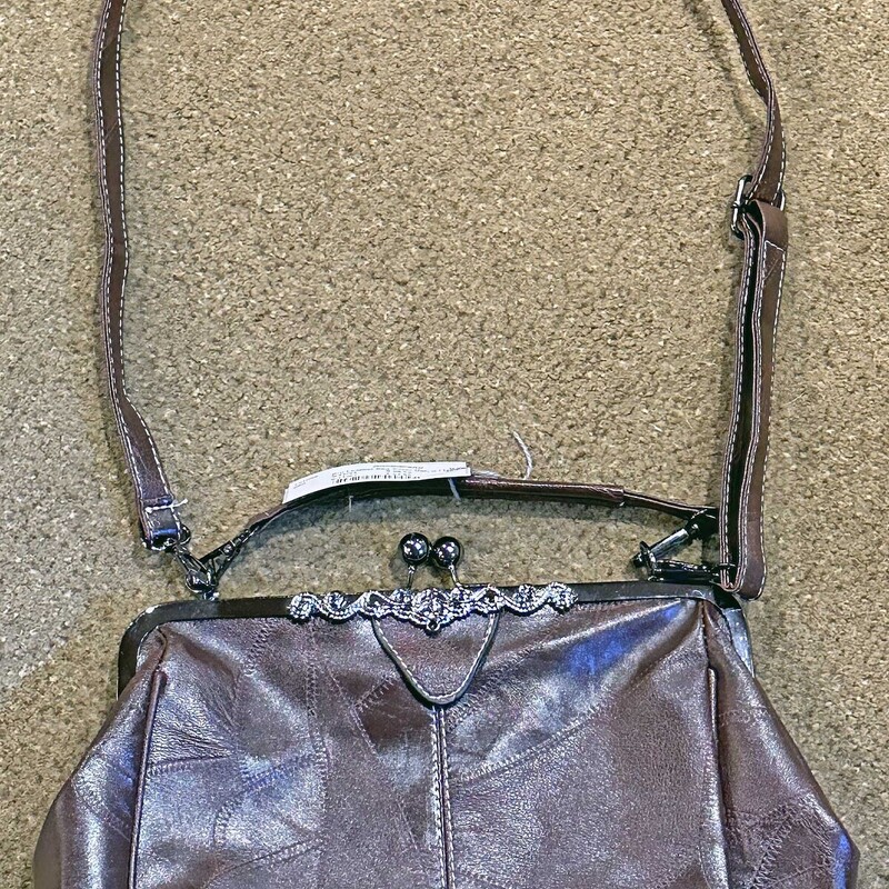 Brown Leather Bag with
Silver Detail