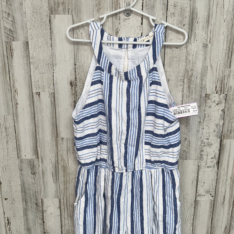 8/10 Blue Striped Romper, Blue, Size: Girl 7/8