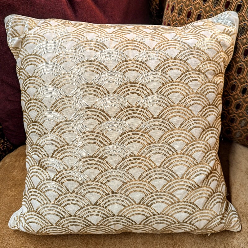 Marlo Lorenz Sequin Down Pillow
Cream Gold
Size: 18x18