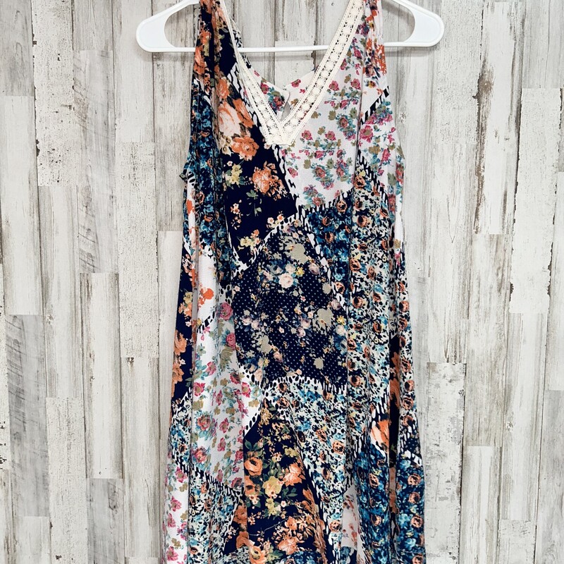 S Navy Floral Patch Dress