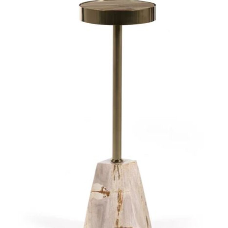 Four Hands Palu Galen Accent Table
Brown Tan Gold Size: 8 x 25H
Retails: $399+

Colors: Dark Petrified Wood, Shiny Brass
Materials: Petrified Wood, Stainless Steel
Volume: 2.01 cu ft