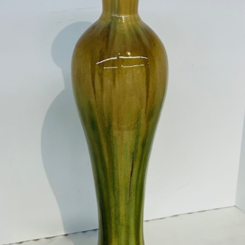 Drip Fluted Pottery Vase
Red, Green, Tan
 Size: 5x18H