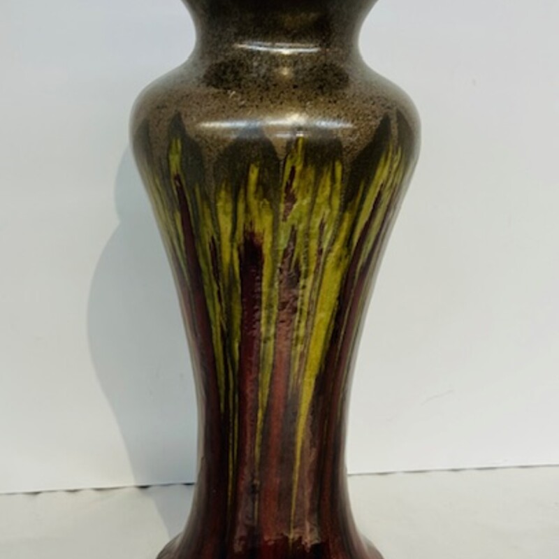 Drip Fluted Wide Pottery Vase
Red, Green, Gray
Size: 6x14H