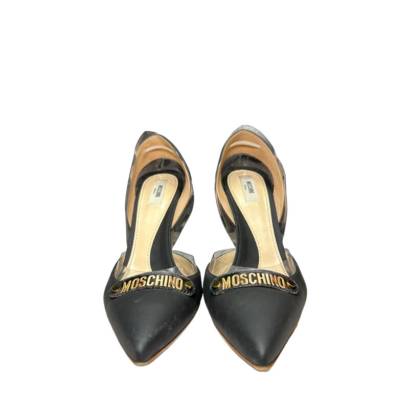 Moschino
 Clear Logo
 Black
Size: 40