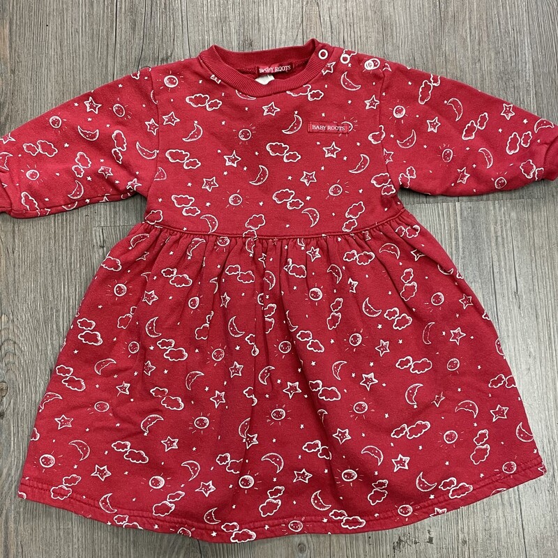 Baby Roots Dress LS, Red, Size: 18-24M