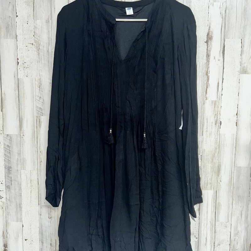 NEW L Black Pleated Dress, Black, Size: Ladies L