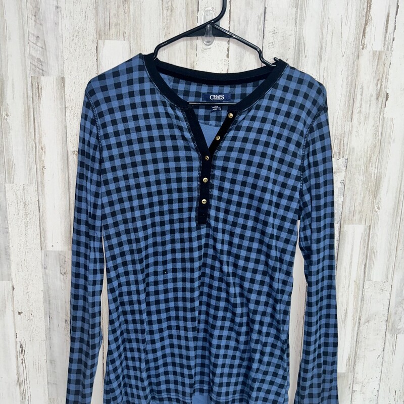 L Blue Plaid Button Longs, Blue, Size: Ladies L