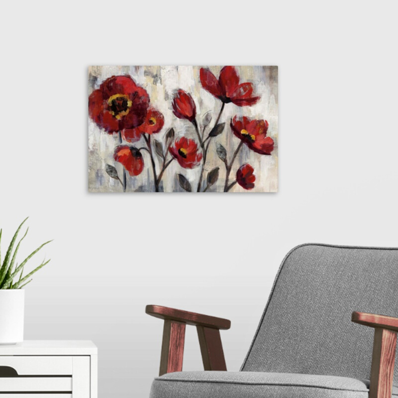 Floral Simplicity Canvas
Red and Gray
Size: 28x22H