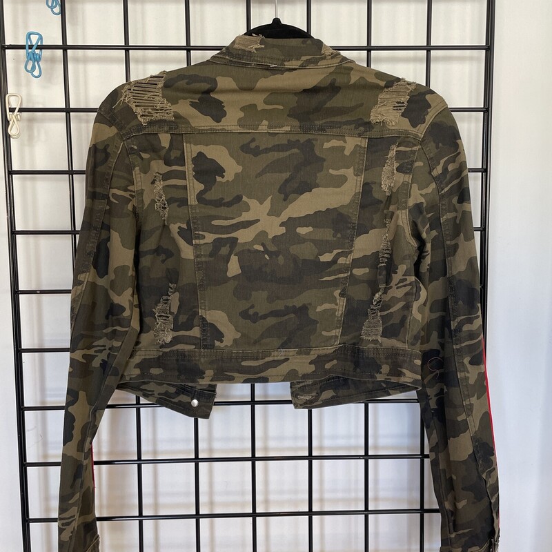 No Tag Distressed Jacket, Army, Size: S