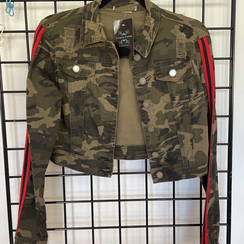 No Tag Distressed Jacket, Army, Size: S