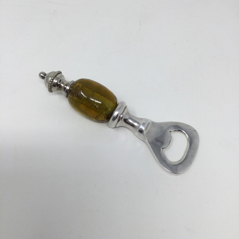 Amber Bottle Opener,
Silver/Amber,
Size: 5.5 In