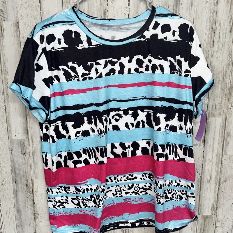 L Teal Printed Tee