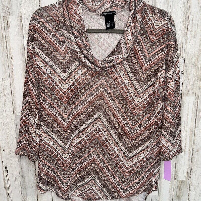 L Brown/Orange Printed Kn, Brown, Size: Ladies L