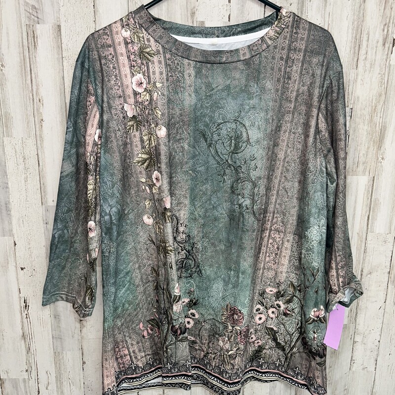 L Green Flower Printed To, Green, Size: Ladies L