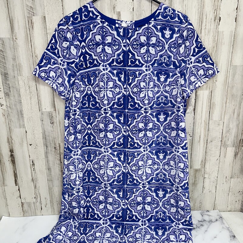 M Blue Printed Dress