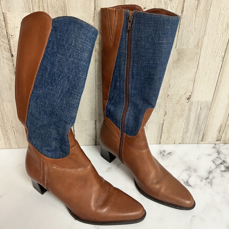 A5.5 Brown/Denim Boots, Brown, Size: Shoes A5.5