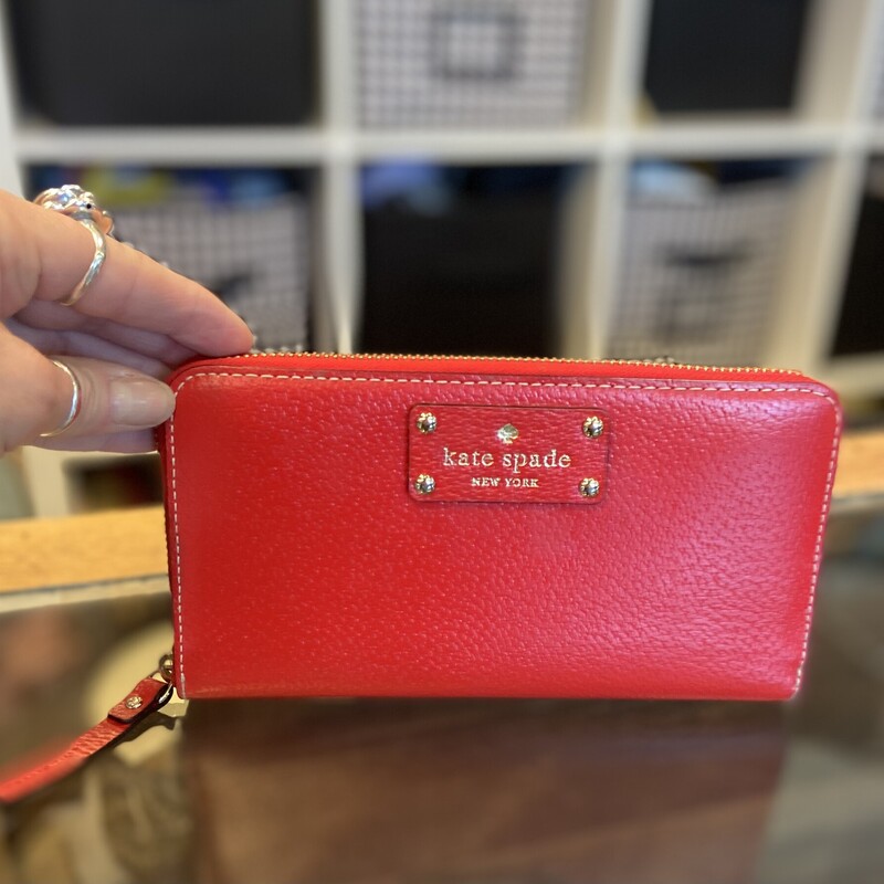 Red Leather Zip Wallet