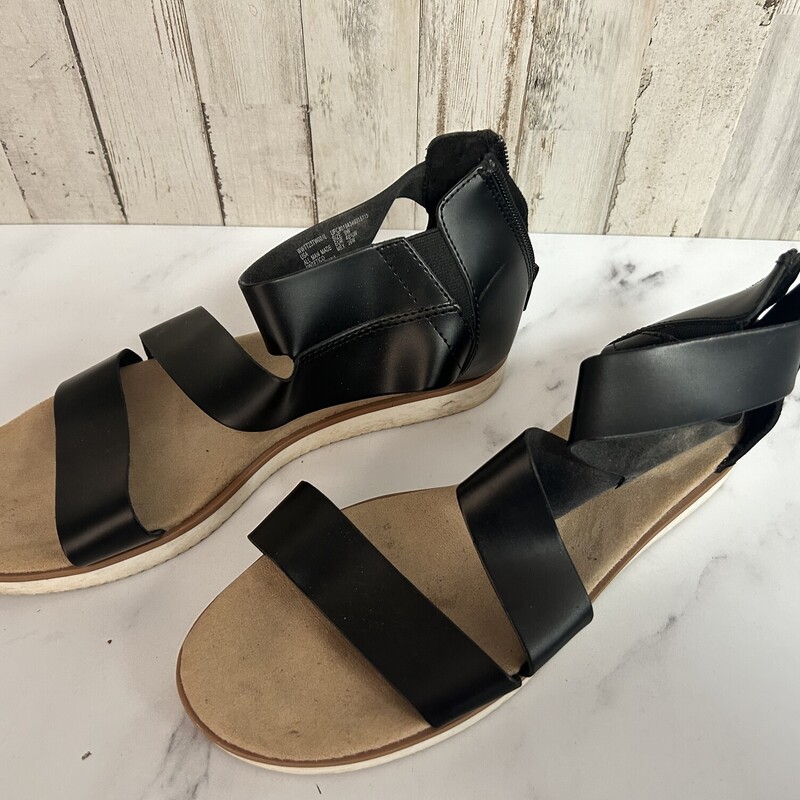 A9W Black Strap Sandals, Black, Size: Shoes A9