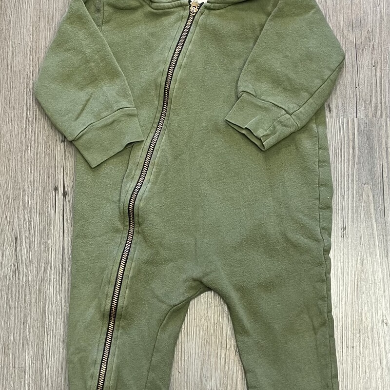 Mini Mioche Hooded Onesie, Green, Size: 18-24M