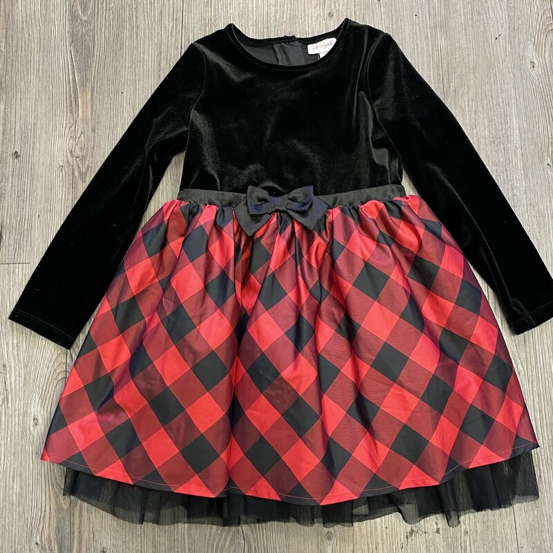 Cat & Jack LS Dress, Red/blk, Size: 3Y