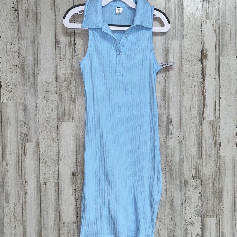 12 Lt Blue Ribbed Dress, Blue, Size: Girl 10 Up