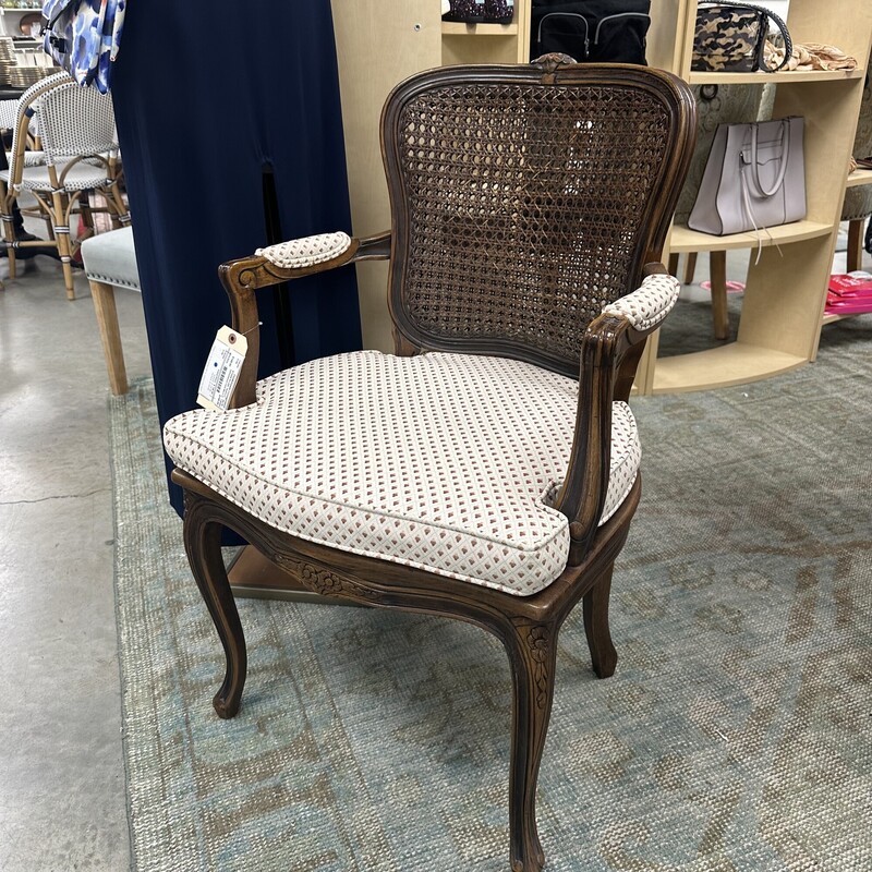 Upholstered Cane Back Chair, Red/Cream. One chair only.<br />
Size: 36x26