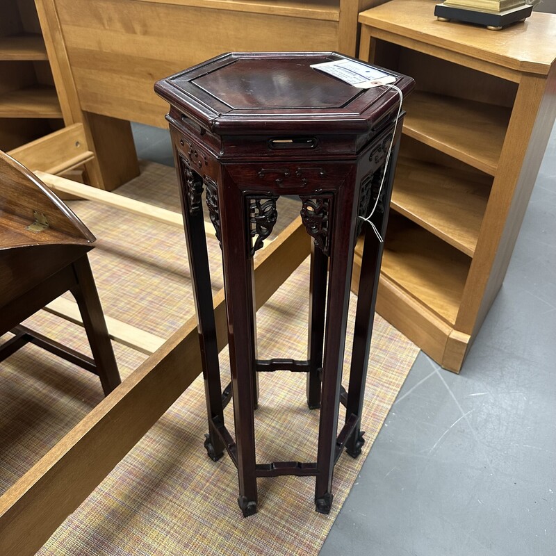 Asian Hexagon Pedestal Table, Rosewood
Size: 32x12