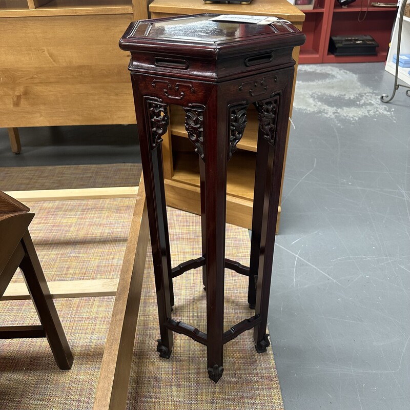 Asian Hexagon Pedestal Table, Rosewood<br />
Size: 32x12