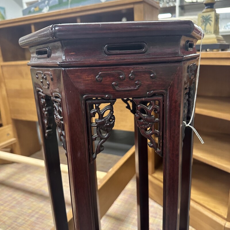 Asian Hexagon Pedestal Table, Rosewood<br />
Size: 32x12