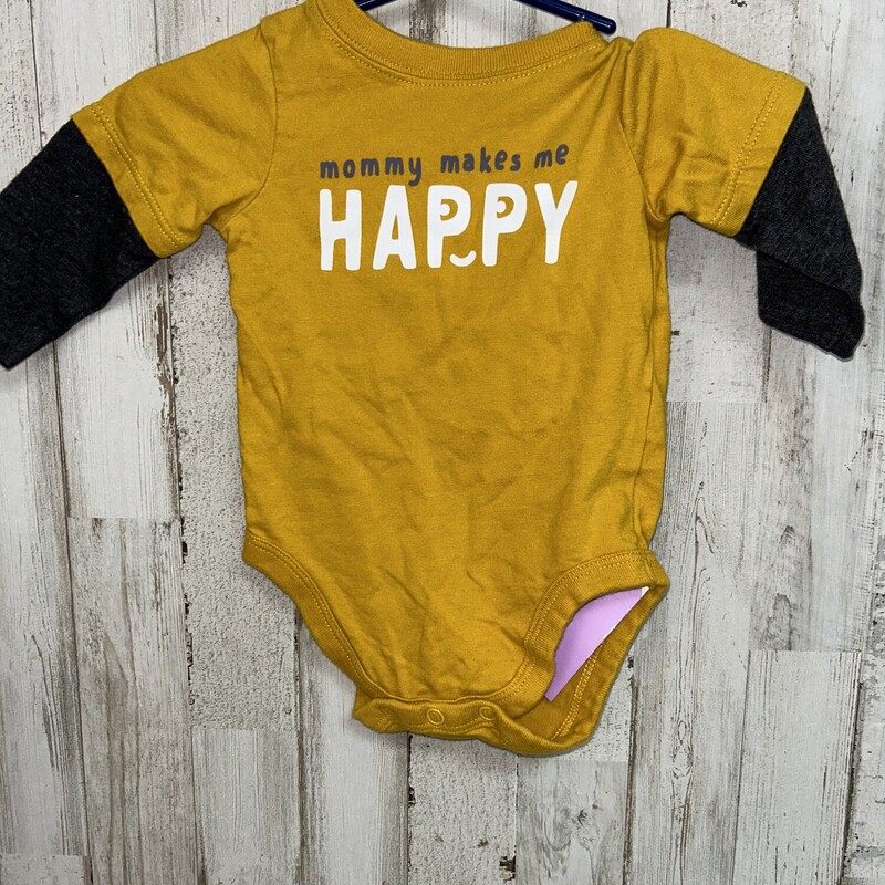 0/3M Makes Me Happy Onesi, Yellow, Size: Boy 0-9m