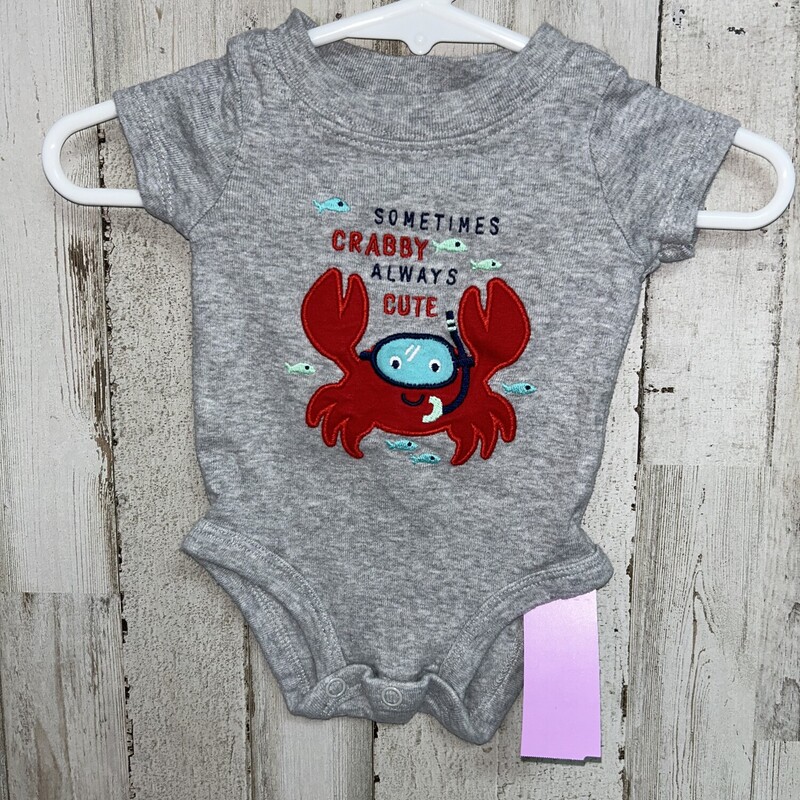 NB Sometimes Crabby Onesi, Grey, Size: Boy 0-9m