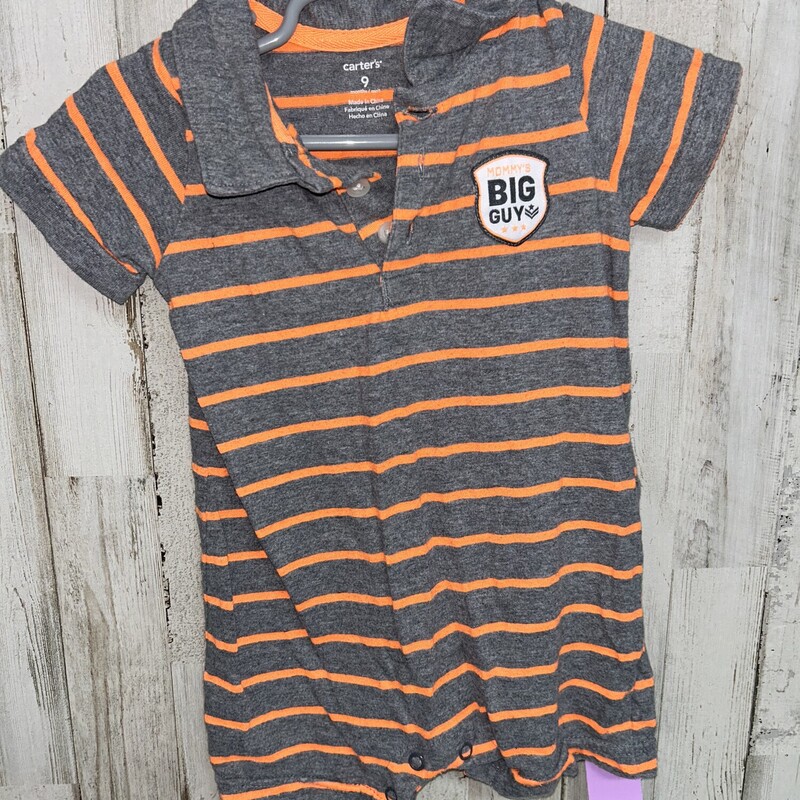 9M Orange Stripe Polo Rom, Grey, Size: Boy 0-9m