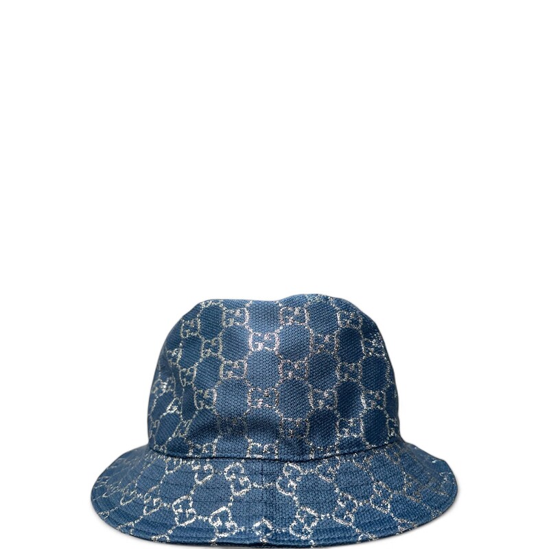 Blue wool blend Gucci bucket hat with GG pattern throughout. Designer size Small
New With Tags