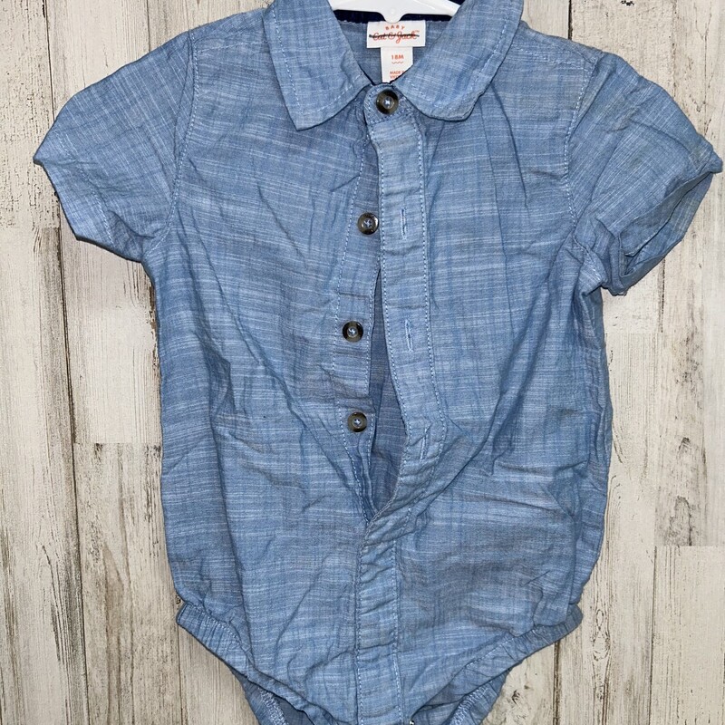 18M Chambray Button, Blue, Size: Boy 12-24m