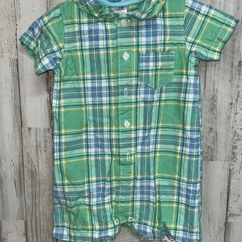 18M Green Plaid Romper